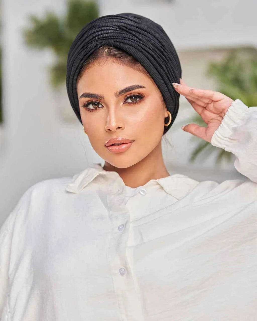 Solid Color Threaded Headscarf Wrapped Design With High Elasticity Suitable For Various Head Circumferences