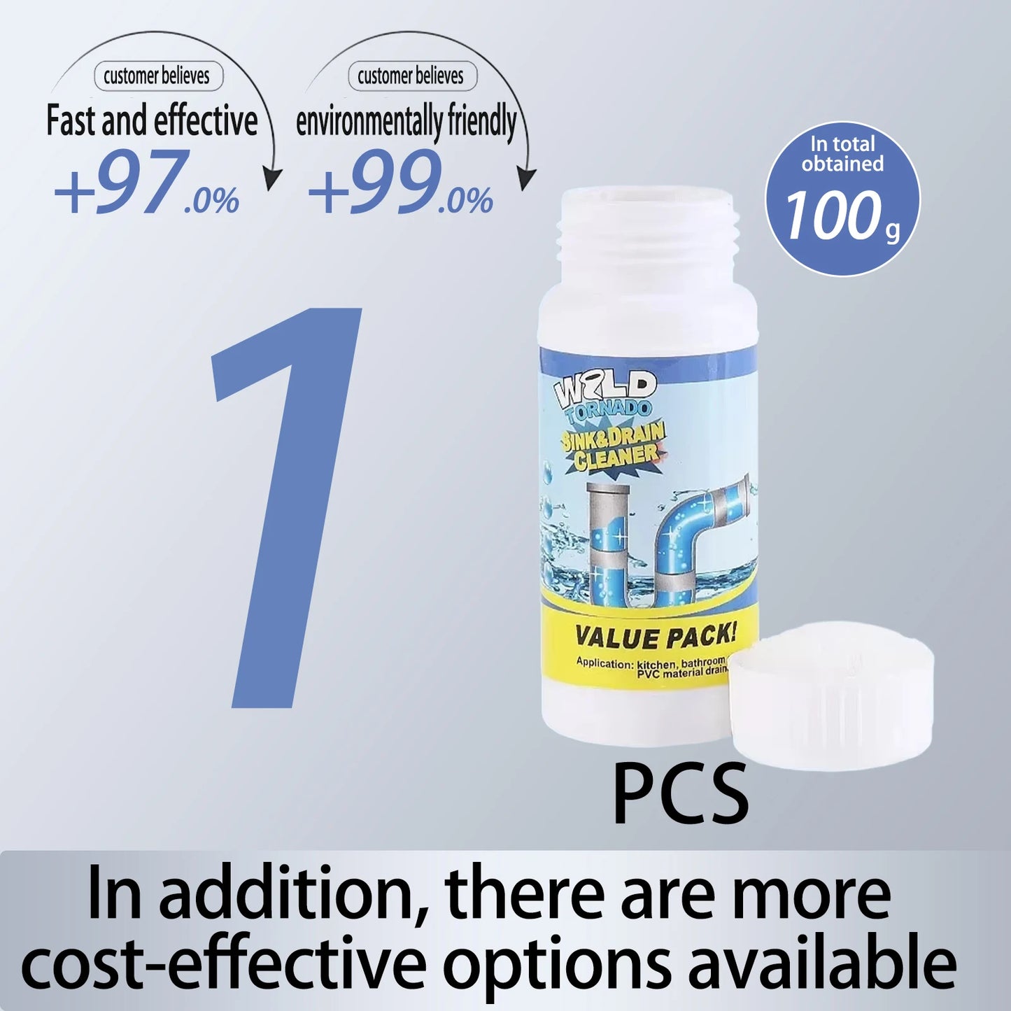 100g Powerful Sink Drain Cleaner High Efficiency  Clog Remover Kitchen Sewer Power Pipe Channel Powder Cleaning Tools