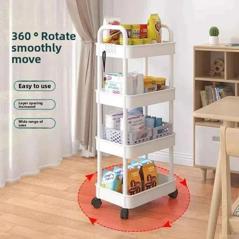 Multi-functional Kitchen Storage Shelf, Mobile Trolley, Floor-standing Multi-layer Storage Rack,for Snacks,Fruits and Vegetables