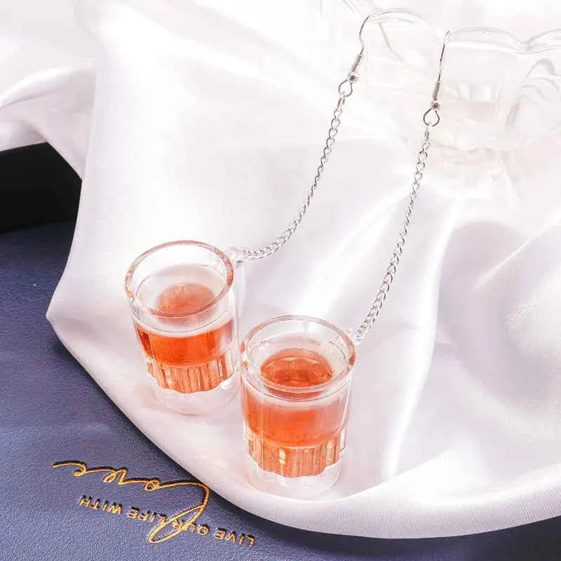 Fashion Simulation 3D Beer Cup Drop Earrings for Women Creative Drink Dangle Earrings Pub Party Jewelry Gifts
