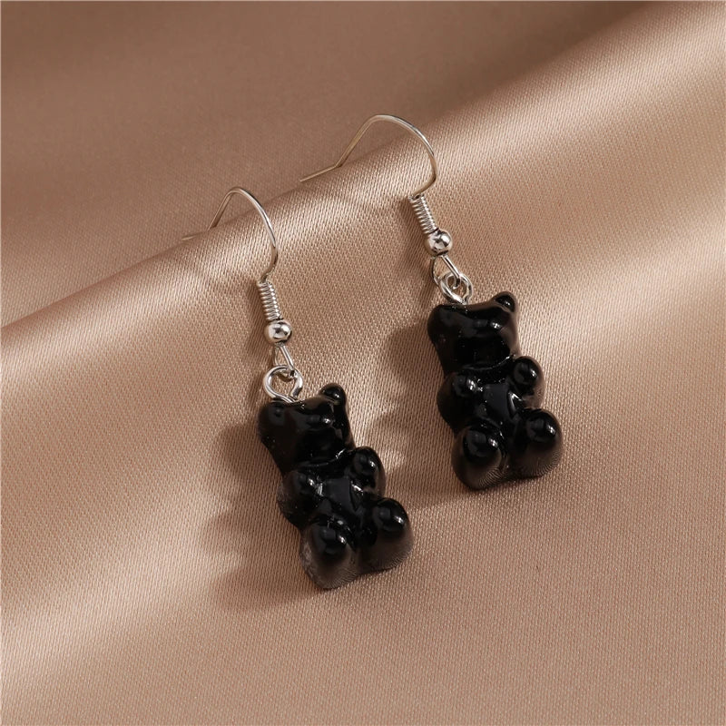 Cute Gummy Bear Stud Earrings for Women Candy Colors Animal Dangle Earrings Brincos Femme Girls Party Holiday Jewelry Gifts