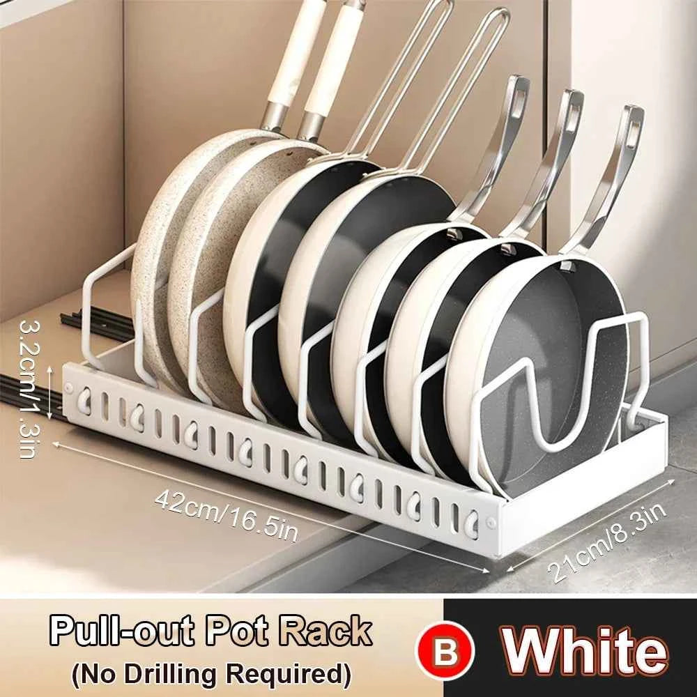 1Pc Kitchen Multifunctional Organizer Pull Out for Pots/Pans Sliding Lid Holder Spice Rack & Dish Drying Racks Drawer Organizer