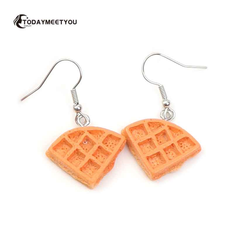 Cake Earrings For Women Resin Drop Custom Made Cute Girls Eardrop Funny Bread Baguette Pie Cookies Gift Handmade Food Bronics