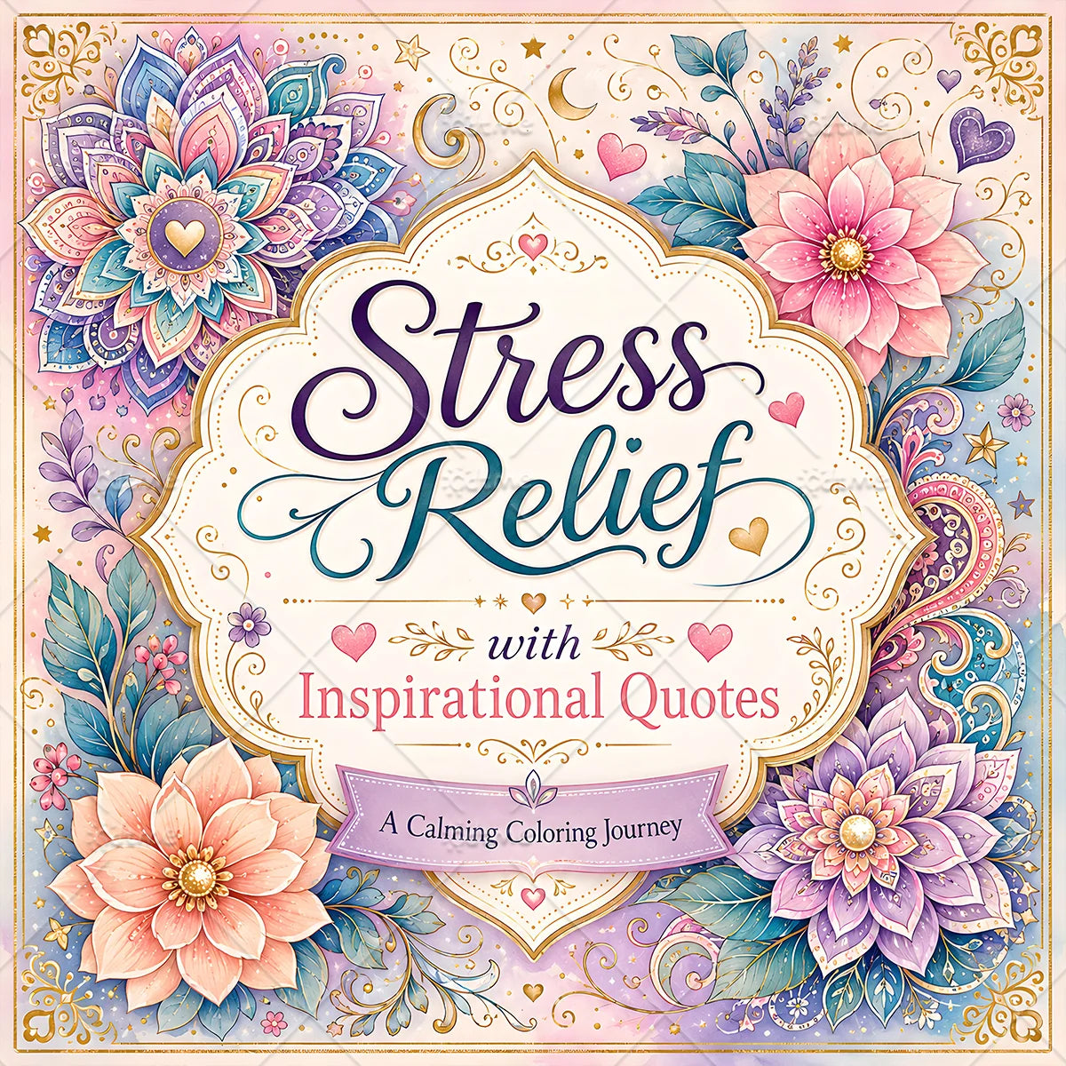 Stress Relief Coloring Book for Adults – Bold Easy Patterns & Cute Designs