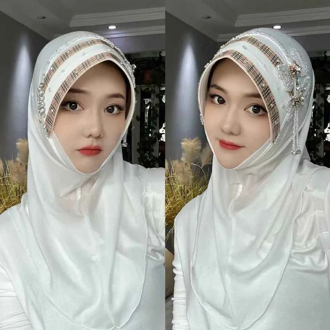 Hijab Muslim Women Shawl Headscarf  Luxury Tassels Chiffon Scarf Malaysia Kufi Islam Summer Thin Turban 05226