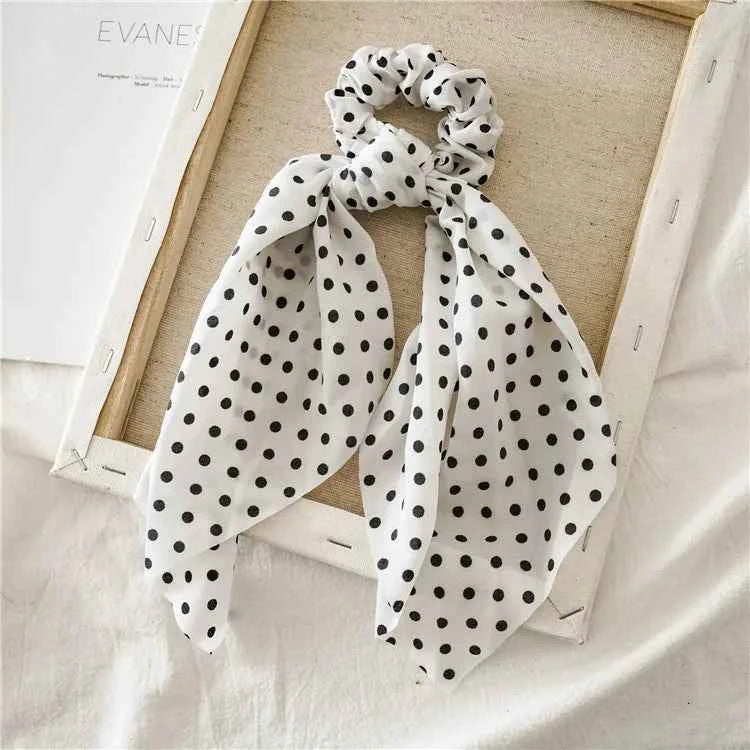 Fashion Leopard Print Bow Satin Long Ribbon Ponytail Scarf Hair Tie Scrunchies Women Girls Elastic Hair Bands Hair Accessories