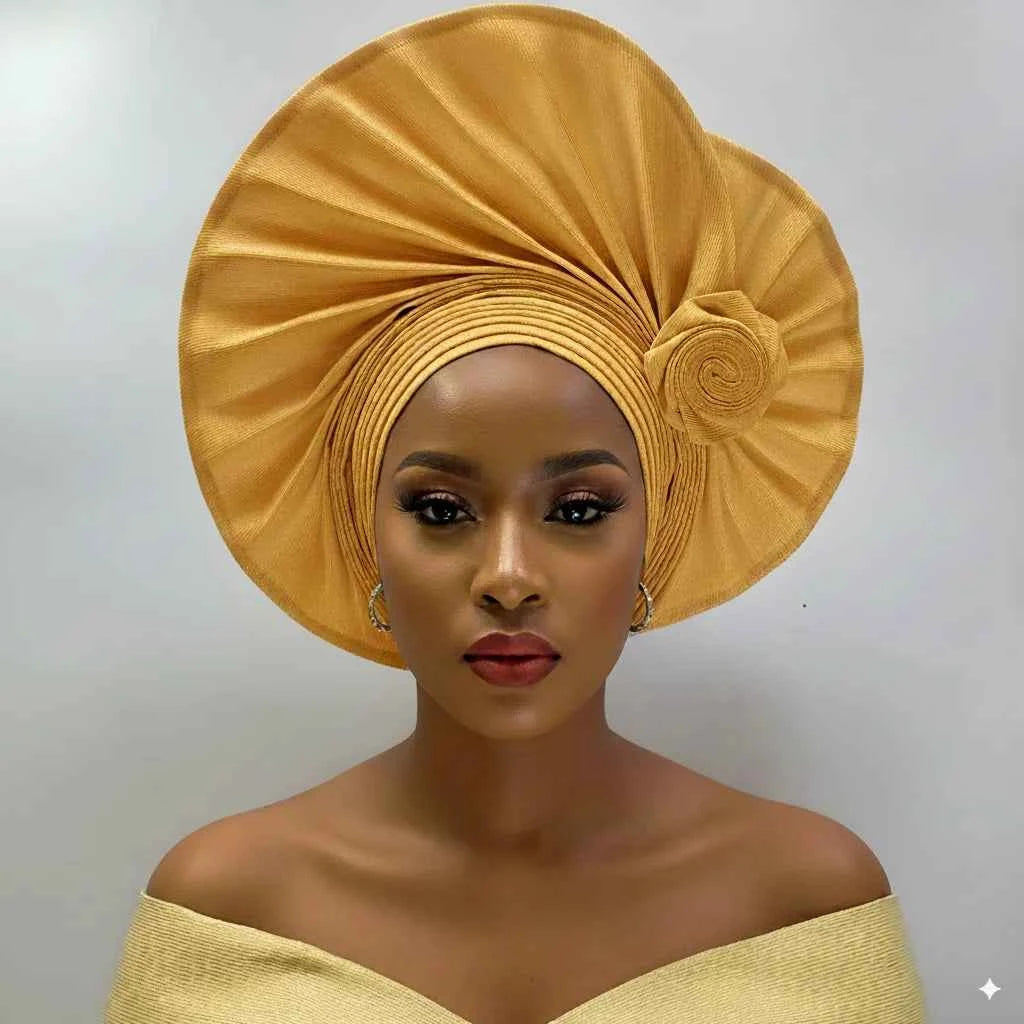 Already Made Headtie Pink African Headtie Gele Headwear for Wedding , Nigerian Braid Turbans Wraps,