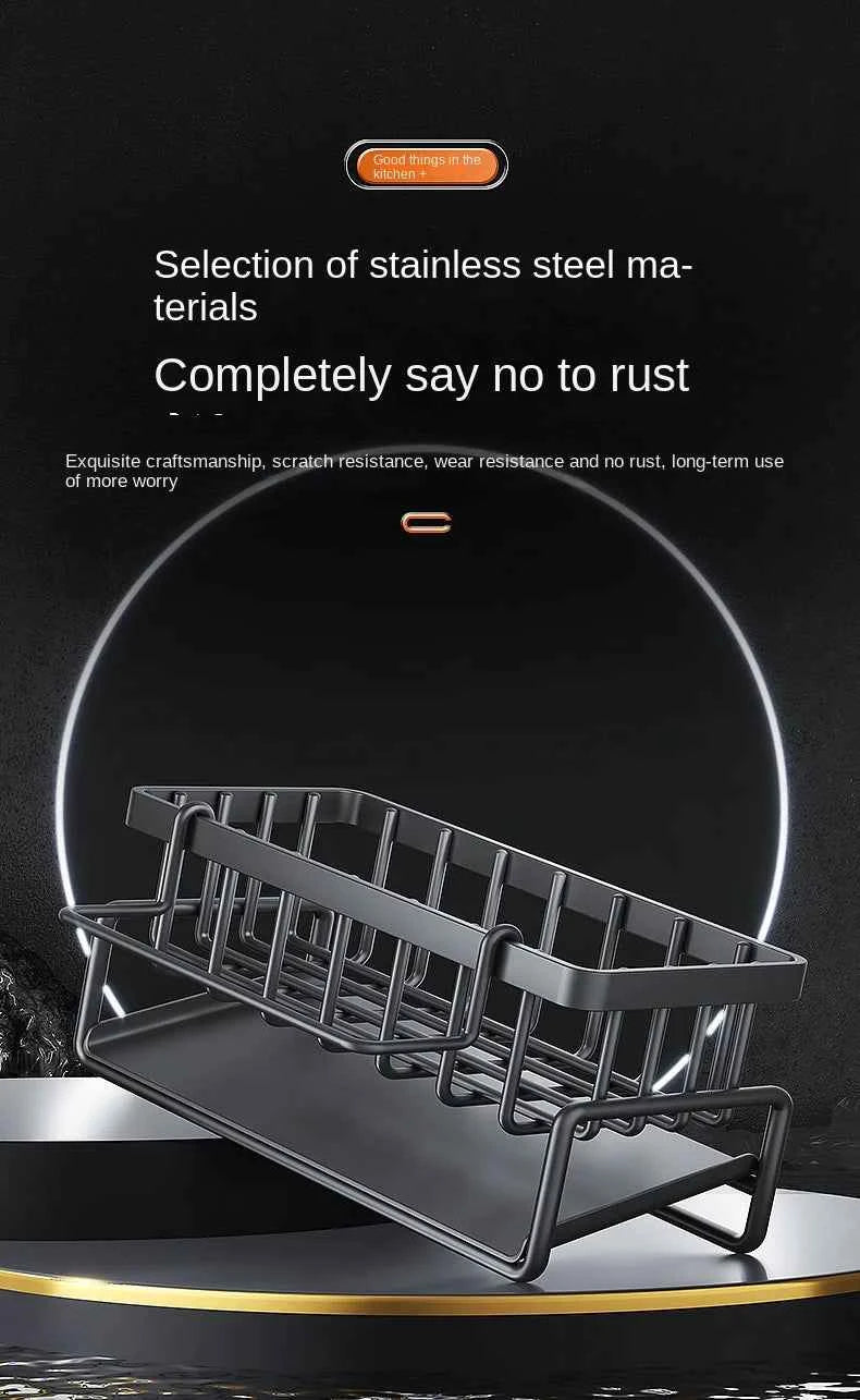 Kitchen stainless steel shelf, sponge drain rack, sink drainage rack, dishwashing supplies, dishcloth storage, drainage rack