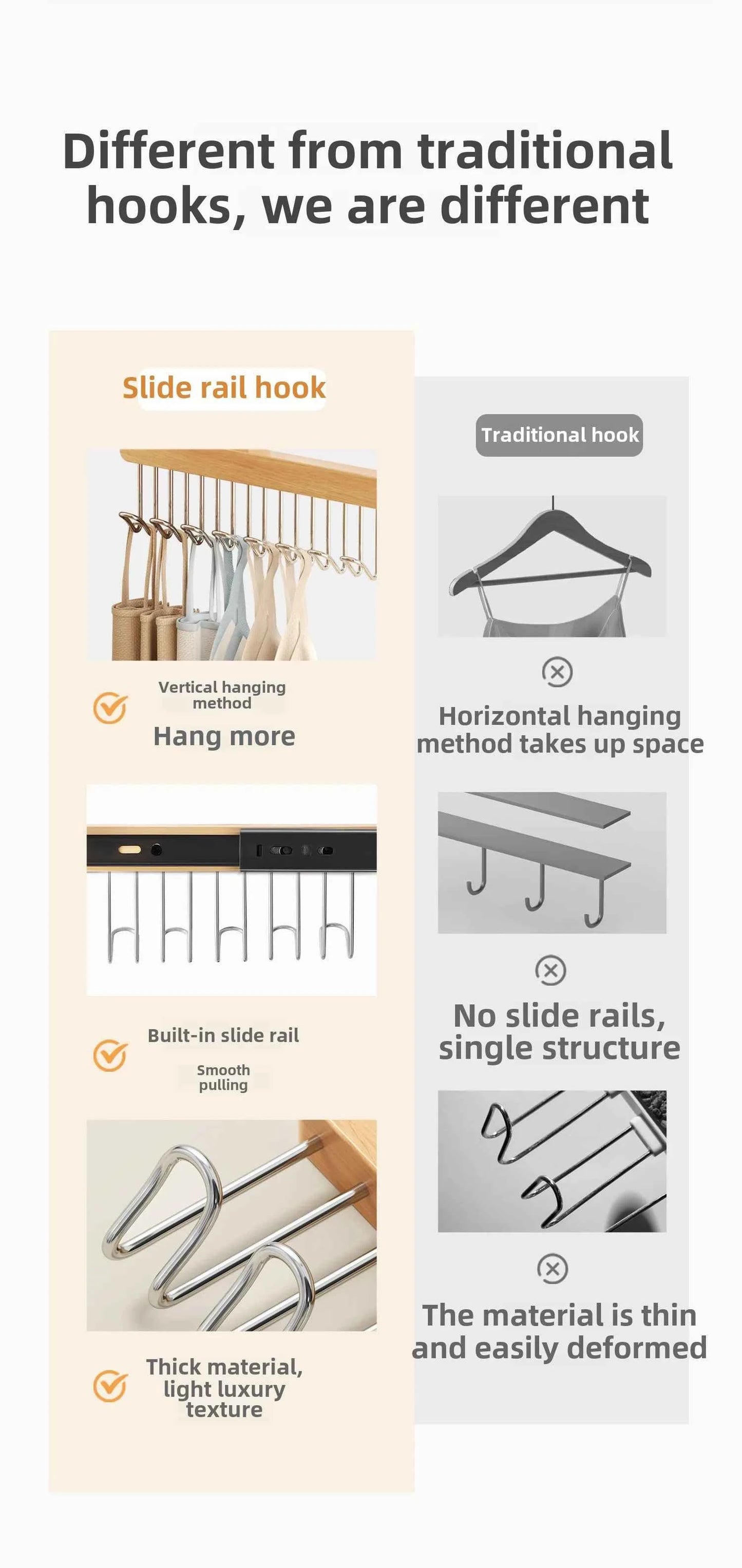 8/12 Hooks Retractable Wood Clothes Hanger Multi-functional Bra Storage Hanger Wall-mounted Wardrobe Hanger Clothes Organizer