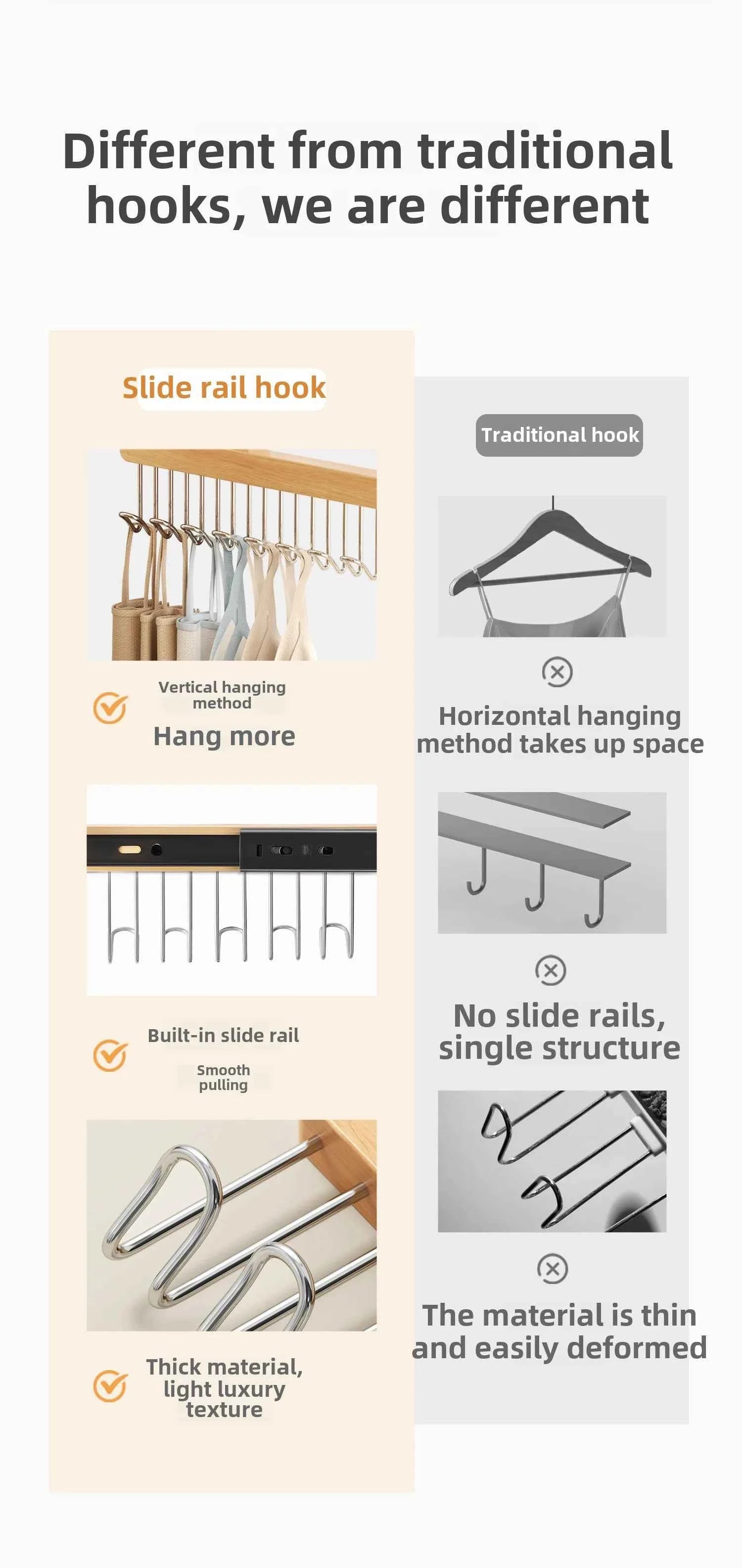 8/12 Hooks Retractable Wood Clothes Hanger Multi-functional Bra Storage Hanger Wall-mounted Wardrobe Hanger Clothes Organizer