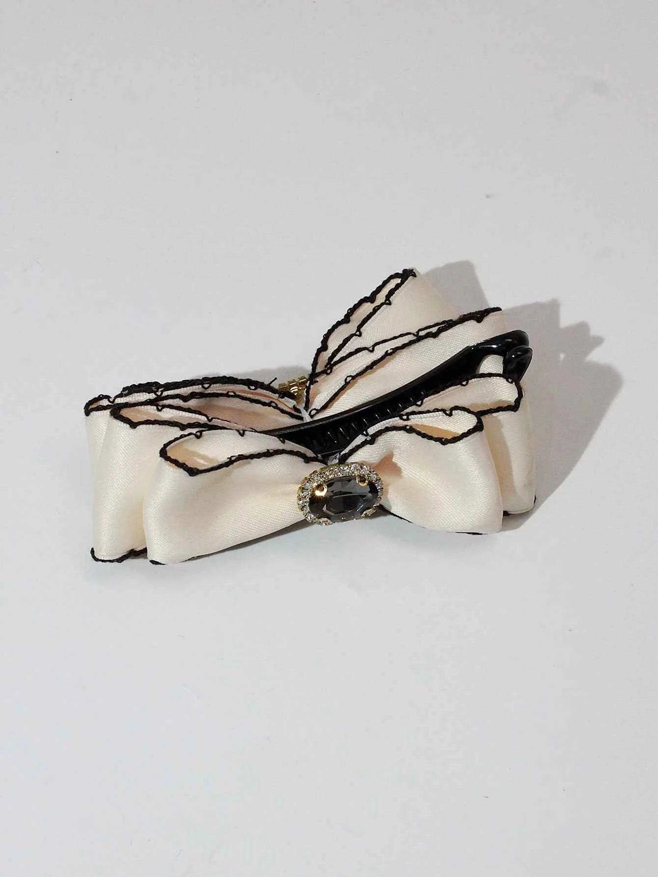 Lystrfac New Solid Color Fashion Fabric Bow Banana Hair Clips Hairpin for Women Back Head Ponytail Headdress  Hair Accessories