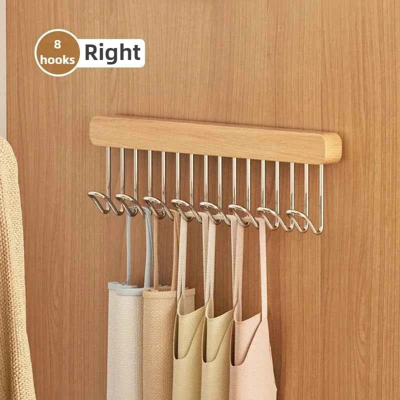 8/12 Hooks Retractable Wood Clothes Hanger Multi-functional Bra Storage Hanger Wall-mounted Wardrobe Hanger Clothes Organizer