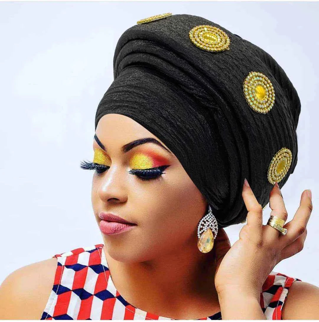 Fashion African Turban Cap Women's Autogele headtie Lady Head Wraps Nigeria Wedding Headgear  Turbante Mujer