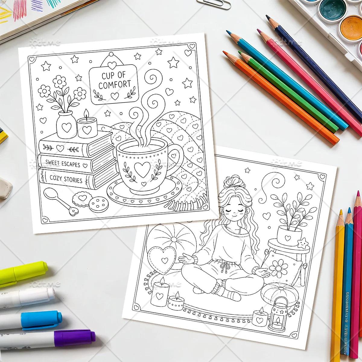 Healing Girl Coloring Book for Adults & Teens – Cute Stress Relief Coloring