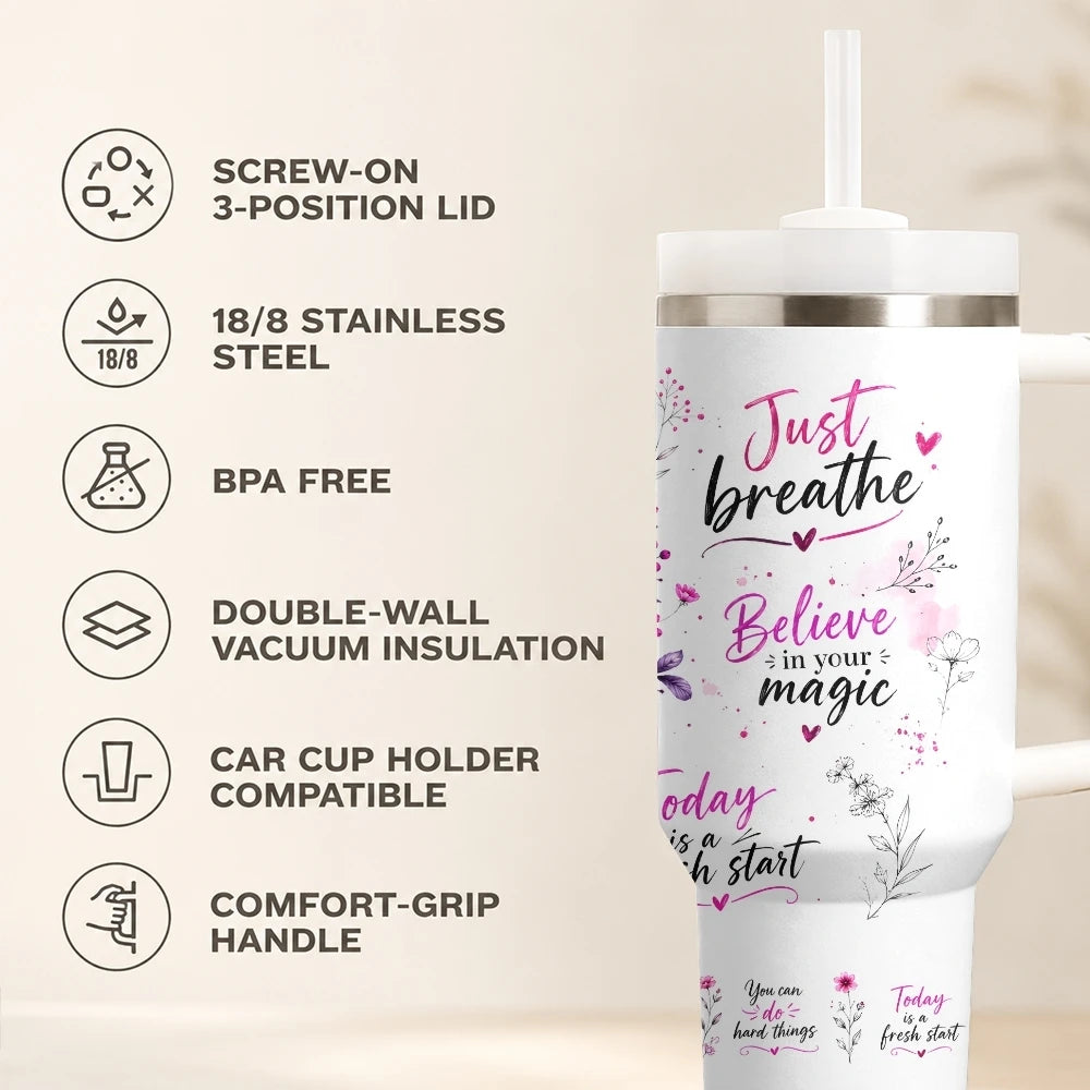 40oz Empowered Woman Tumbler – Inspirational Stainless Steel Travel Mug