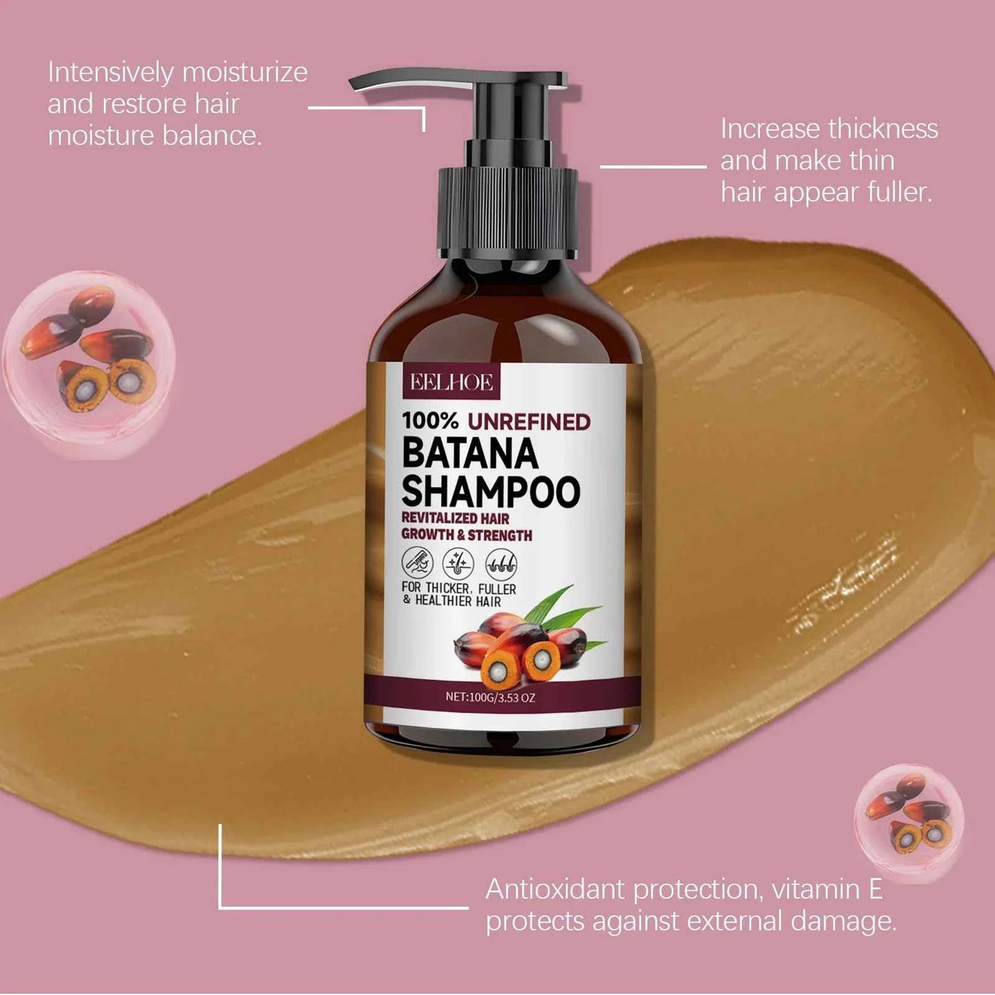 Organic Batana Oils Shampoo Treatment Damaged Split Hair Reduce Hair Loss Deep Cleansing Nourish Hair Care Growth Shampoo 100g