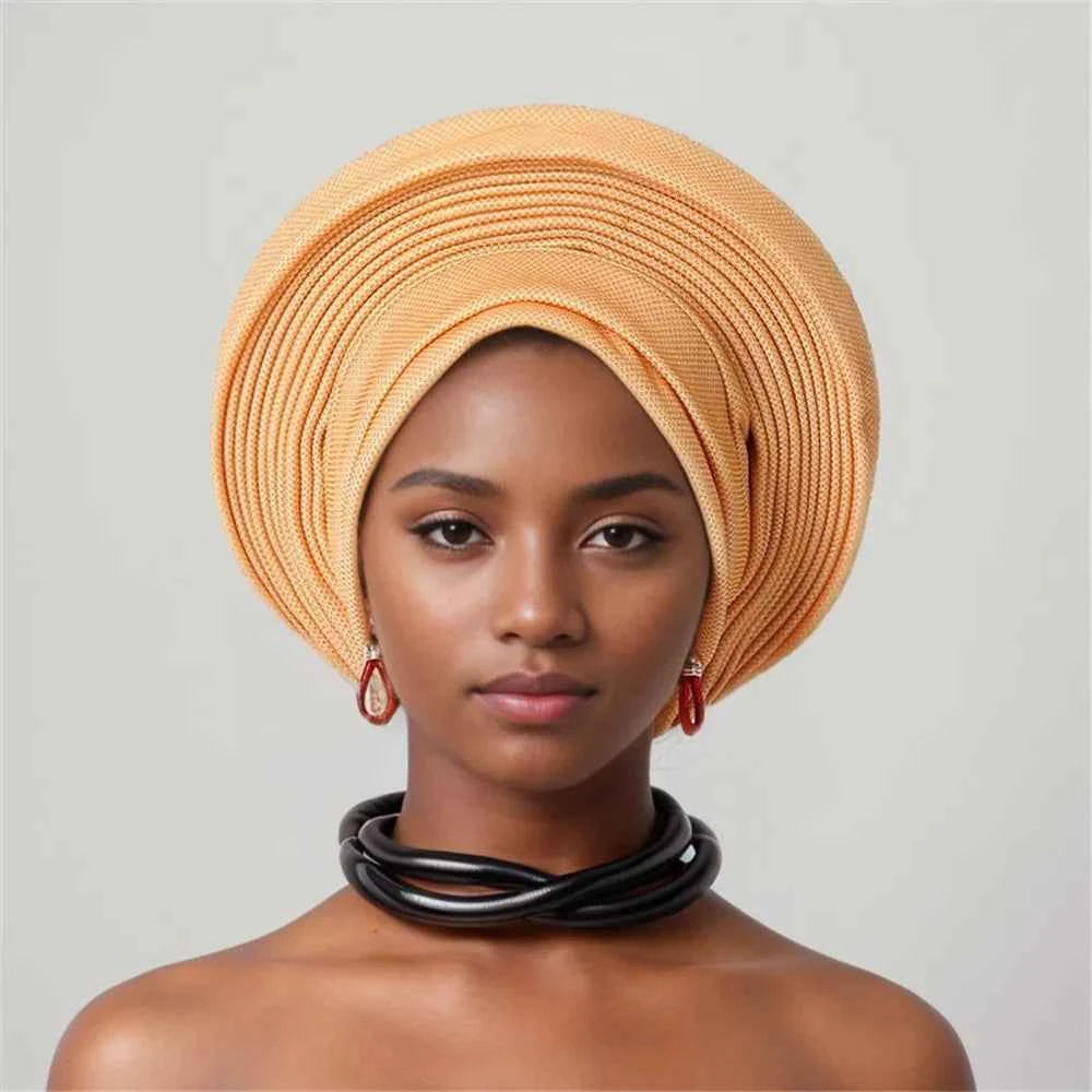 Nigeria Head Ties Wedding Party Headgear Elegant African Headtie Turban Already Made Women's Auto Gele Female Head Wraps