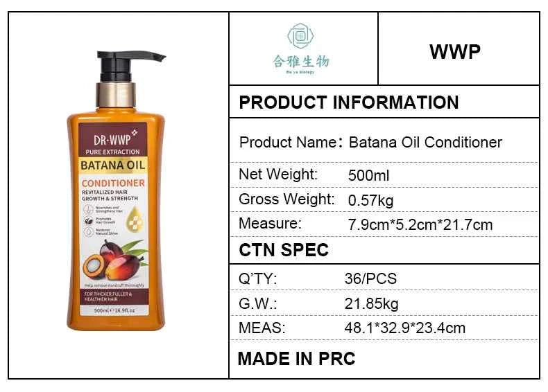 500ml Batana Oil Shampoo and Conditioner Set for Hydrating Care, Softening Hair, and Improving Dryness and Frizz