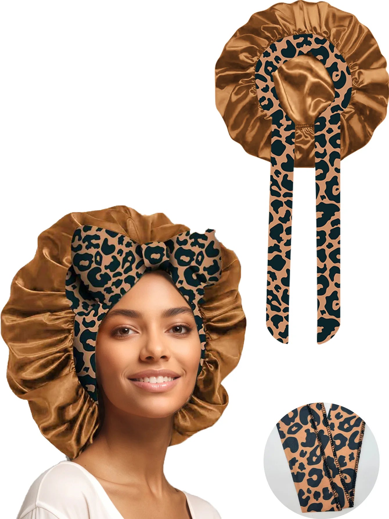 Popular New Summer New Large Streamer Shower Cap Hat Women's Daily Commuting Nightcap Adult Hat Sun Protection Cap