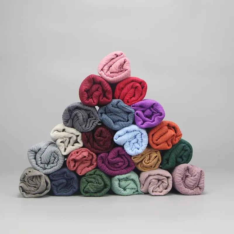 Ramadan Classics Crinkle Cotton Hijab Scarf Women Turban Muslim Shawl Plain Bandana Breathable Women's Shawls Foulard Hijab Hood