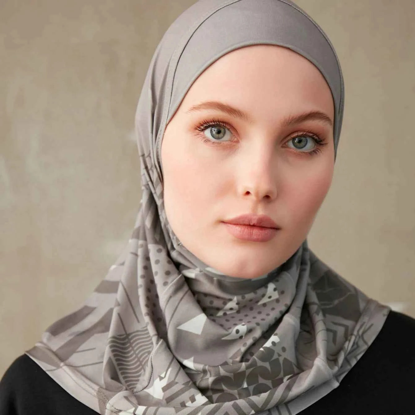 Sporty Muslim Inner Hijab Women Geometric Printing Pattern Instant Turban For Ladies Head Wrap Headband Header Model