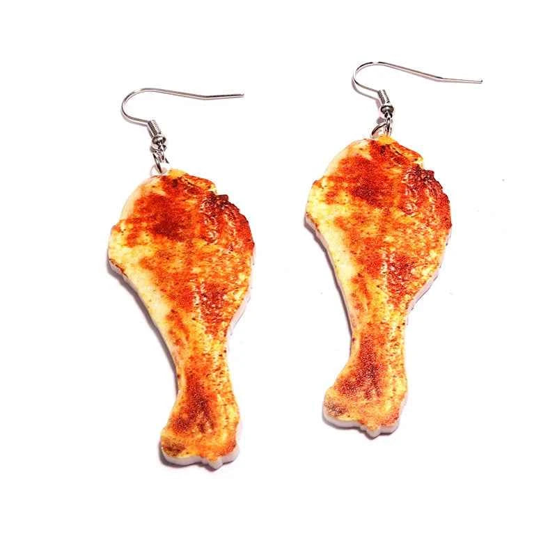 Earrings For Women Girls Hip Hop Cute Exaggeration Special Creativity Jewelry Pizza Hamburger Fried Egg Chicken Leg Toast
