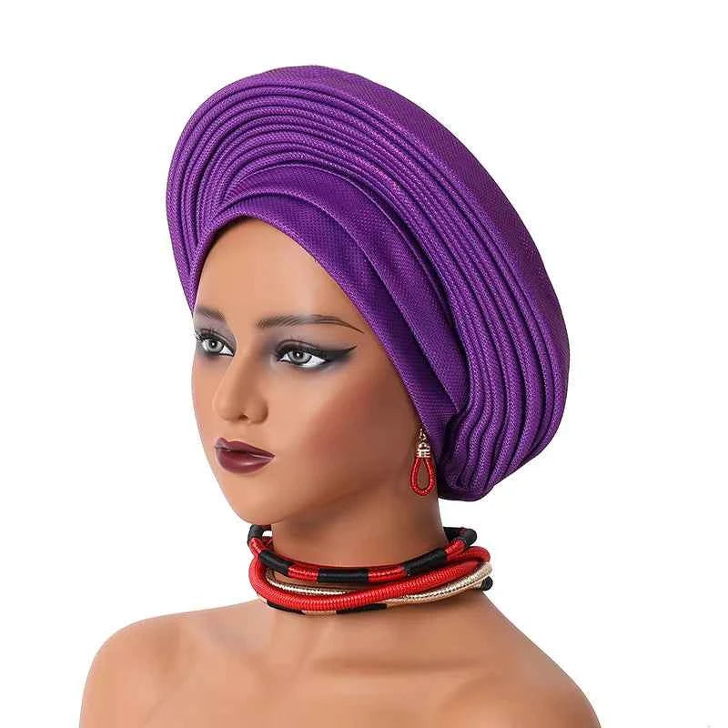African Headtie Nigerian Aso Oke Headtie Women Hijab Head Wrap Turban Chemo Caps Gele Femme Scarf High Quality for Wedding Party