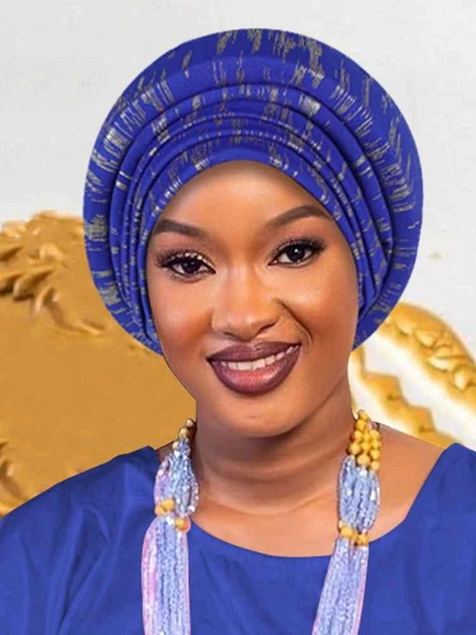 Glitter Full Body Pleated Turban Cap for Women 2025 Lady Head Wraps Muslim Headscarf Hat Turbante Mujer African Headpiece