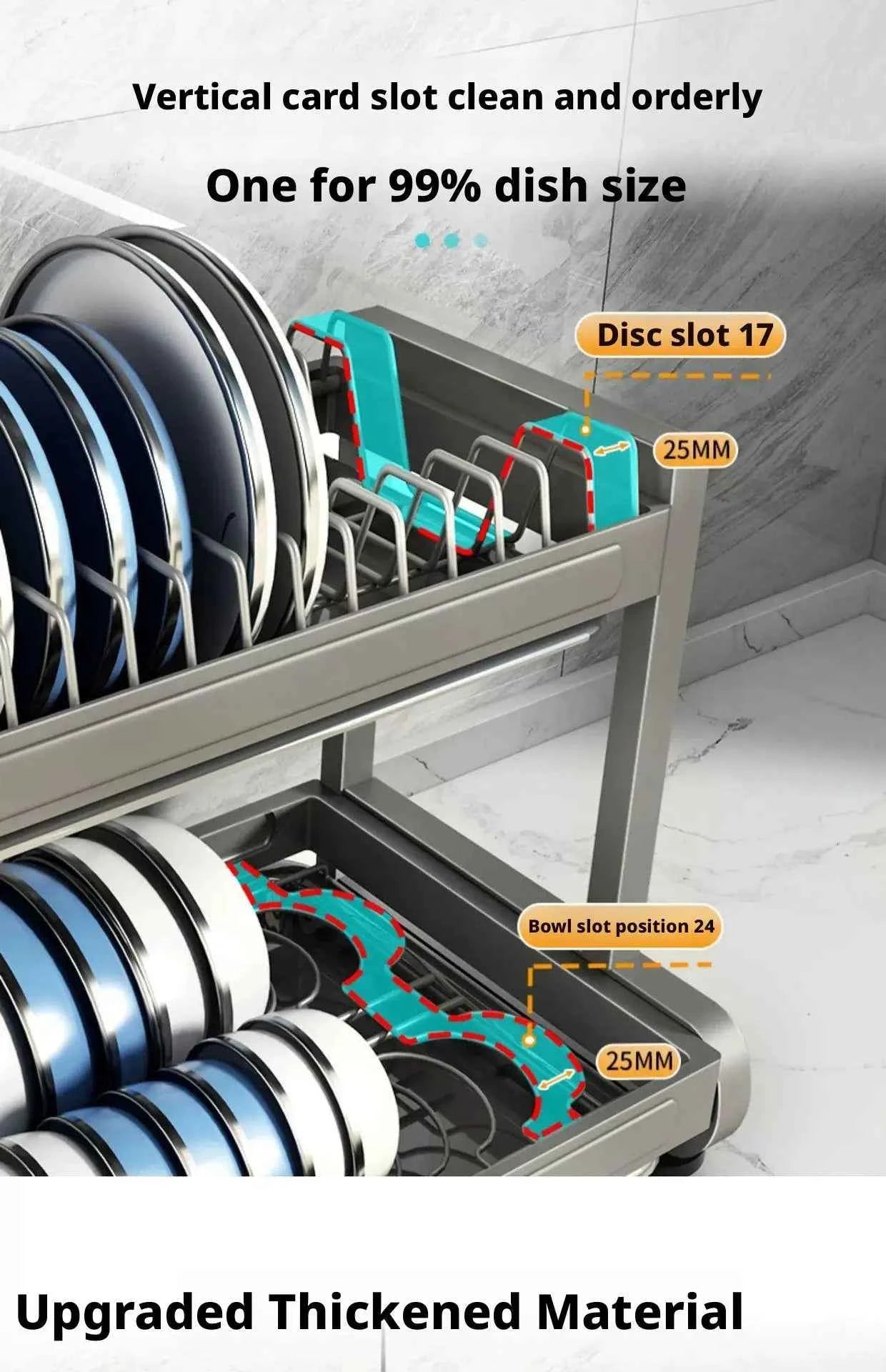 Kitchen Dish Bowl Drainer Storage Rack Countertop Dinnerware Organizer Drain Basket Household Dish Drying Rack Stand Shelf