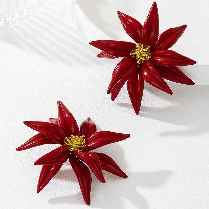 Beaded Three-dimensional Large Flower Earrings For Women Girls Hand-woven Ear Accessories Fashion Jewelry Holiday Party AE302