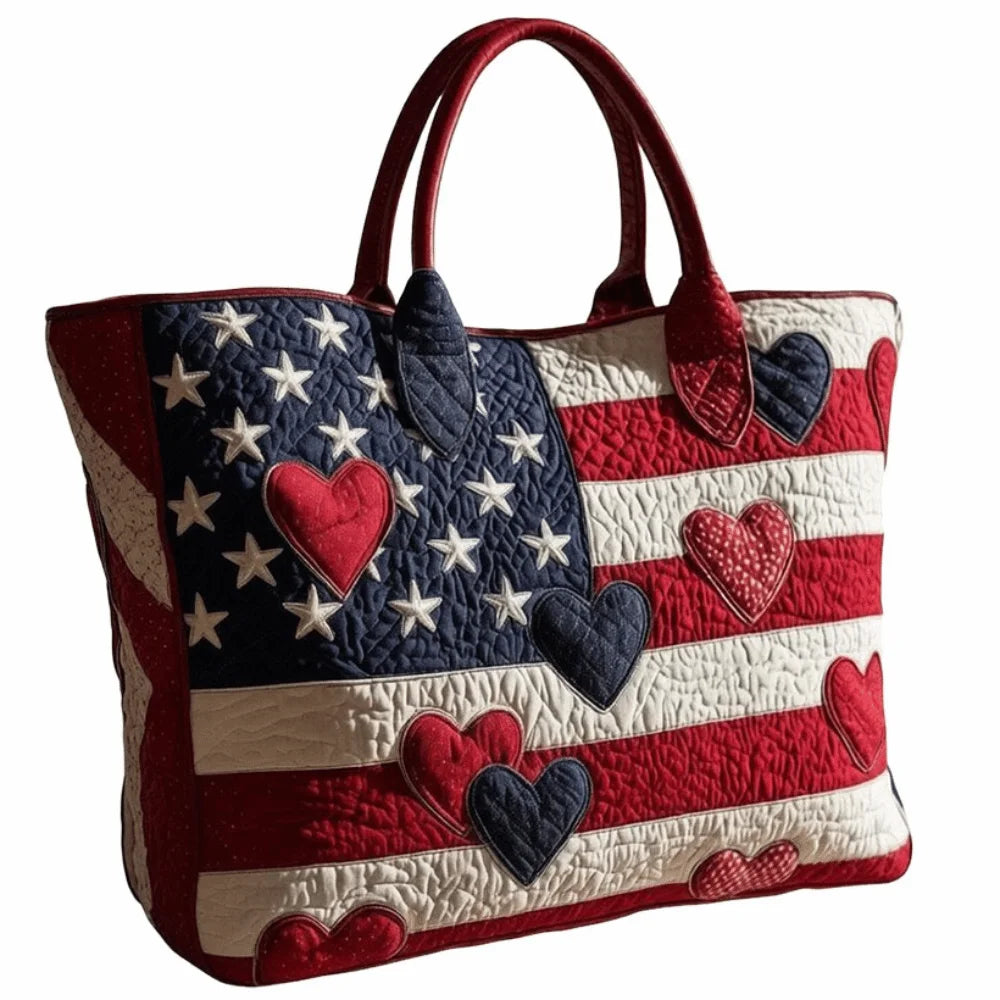 Fashion Vintage Quilted Tote Bag Lightweight Large Capacity Travel Handbag Cotton 3D Printed Patterns Shopping Bag Casual