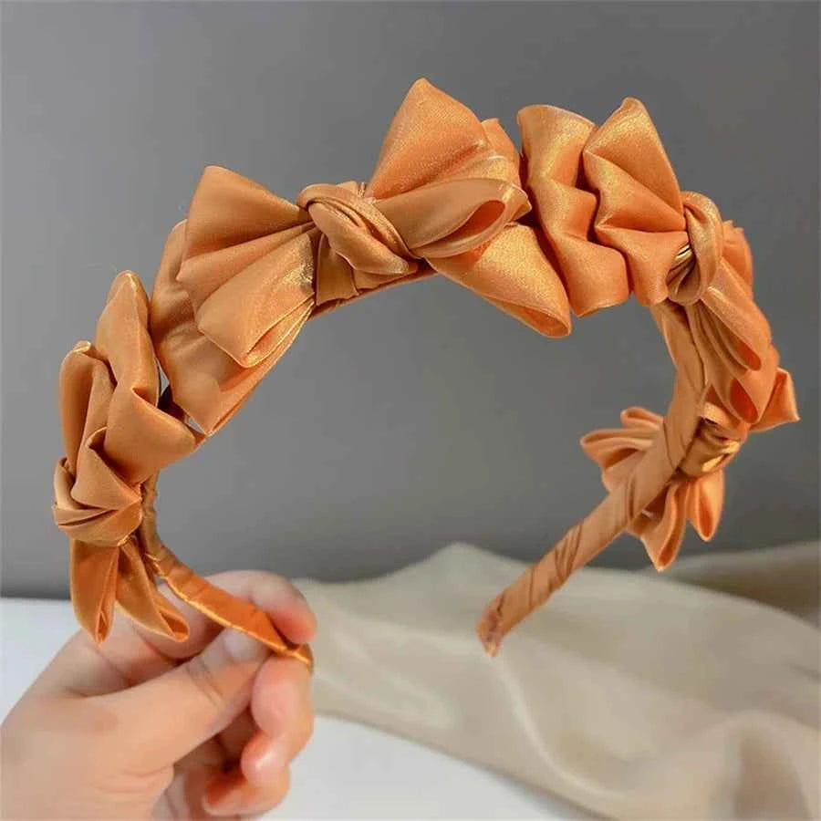 New Temperamen Headwear Hair Accessories Spring Summer Mesh Silk Hairband Korean Style Hairband Women Headband Bow Hair Hoop