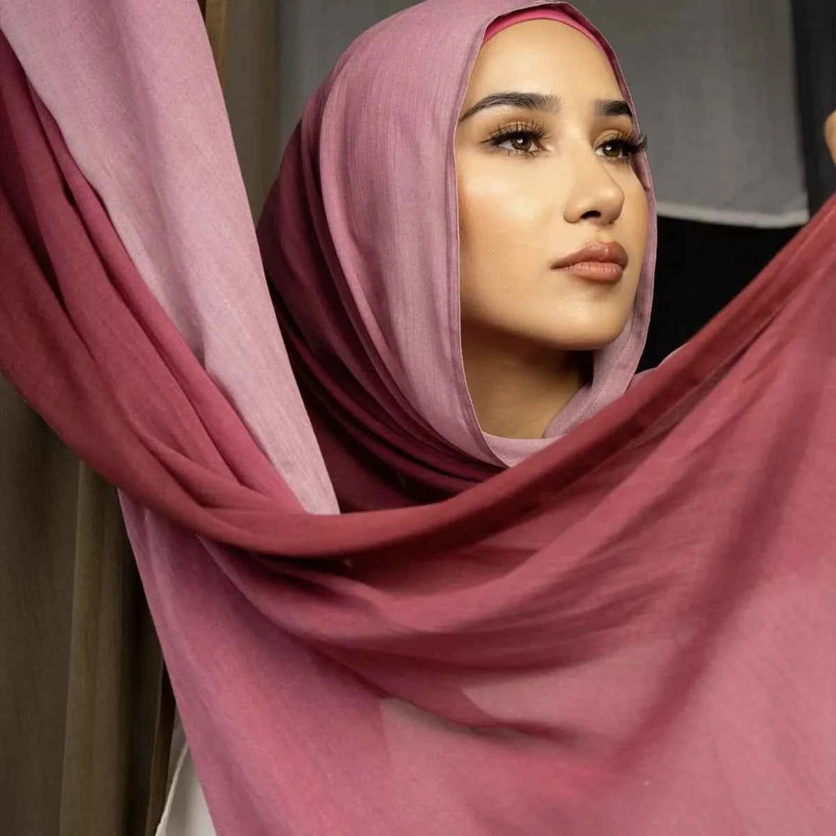 Big Size Gradient Women Cotton Rayon Crease Hijab Scarf Woman Long Wraps and Shawls Musulman Headband Islamic Turban