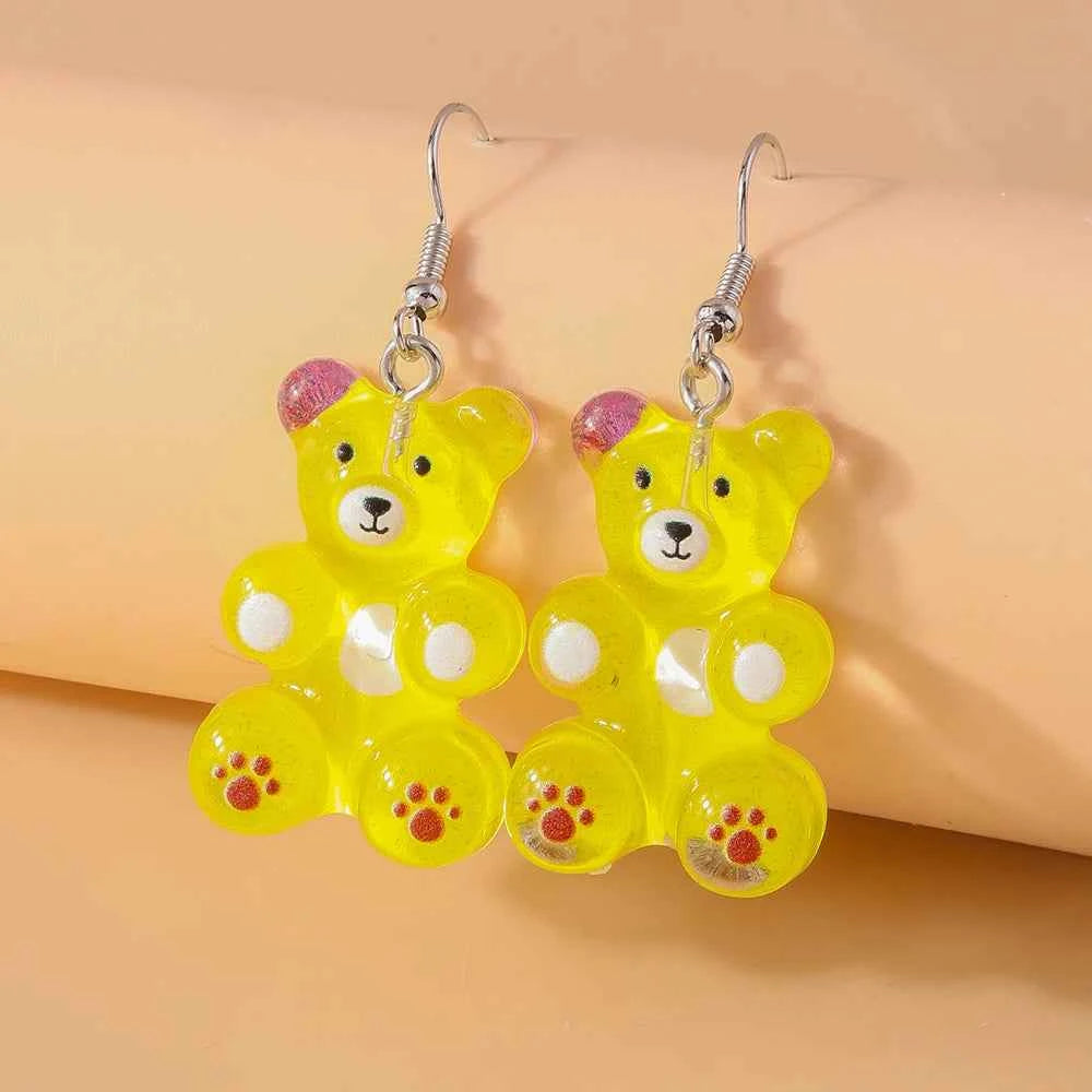 Cute Colorful Gummy Bear Drop Earrings for Women Girls Cartoon 3D Bear Earrings Party Holiday Jewelry Gifts