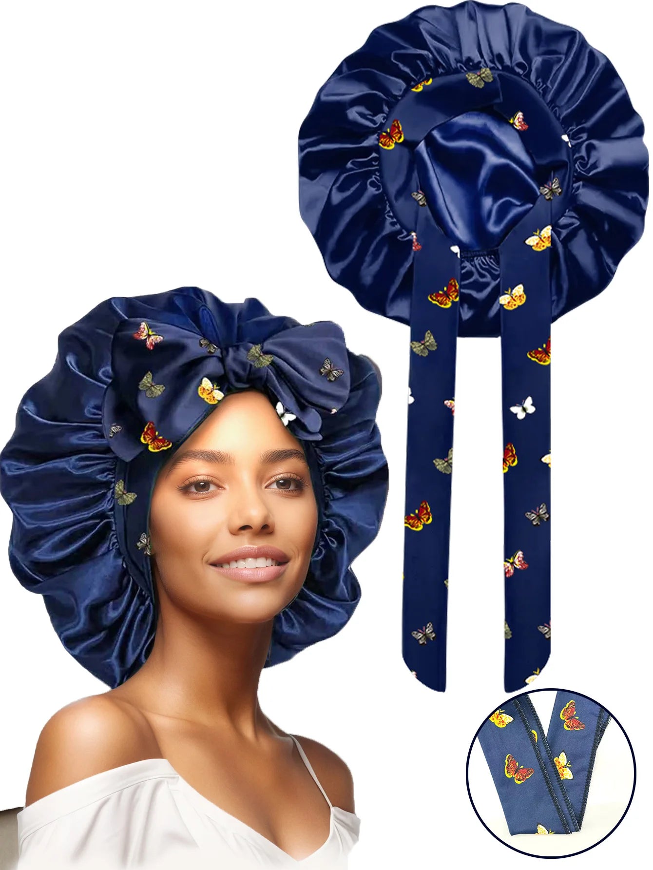 Popular New Summer New Large Streamer Shower Cap Hat Women's Daily Commuting Nightcap Adult Hat Sun Protection Cap