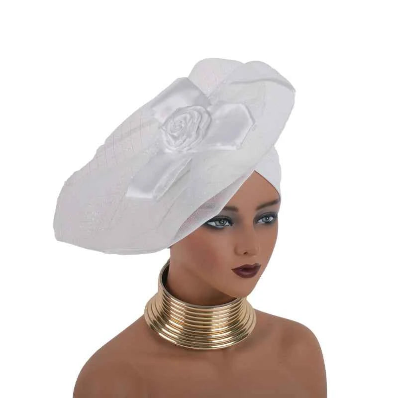 Retro Veil Turban Cap for Women Exaggerated Party Headpiece Hat African Head Wraps Bonnet Muslim Wrap Head Turbans