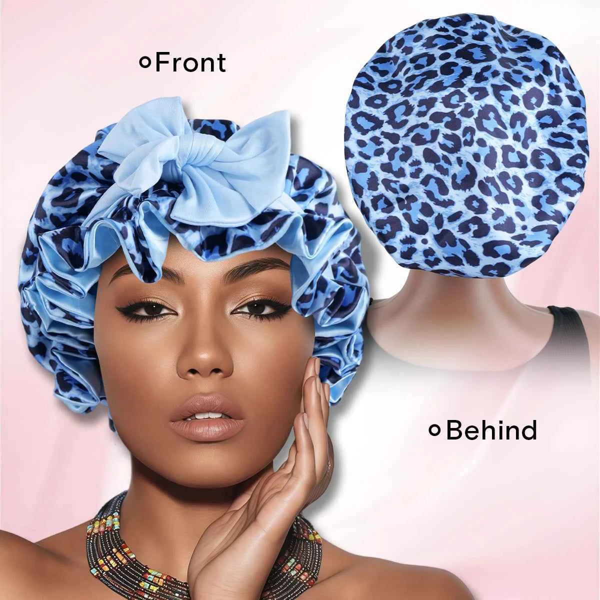 1 PC Women's Reversible Satin Bonnet, Leopard Print Double-Layered, Soft & Breathable for Hair Care, Everyday Wear & Travel Esse