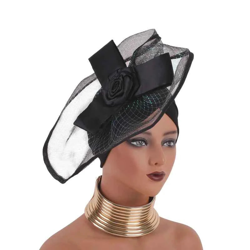 Retro Veil Turban Cap for Women Exaggerated Party Headpiece Hat African Head Wraps Bonnet Muslim Wrap Head Turbans
