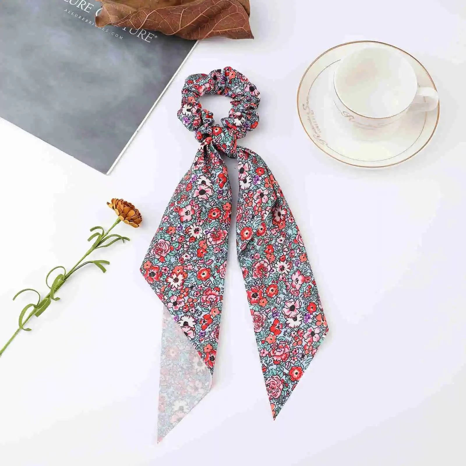 Fashion Dots Scrunchies Long Hair Rope Korean Hair Ties for Women Ponytail Scarf Sweet Elastic Hair Band Hair Accessories