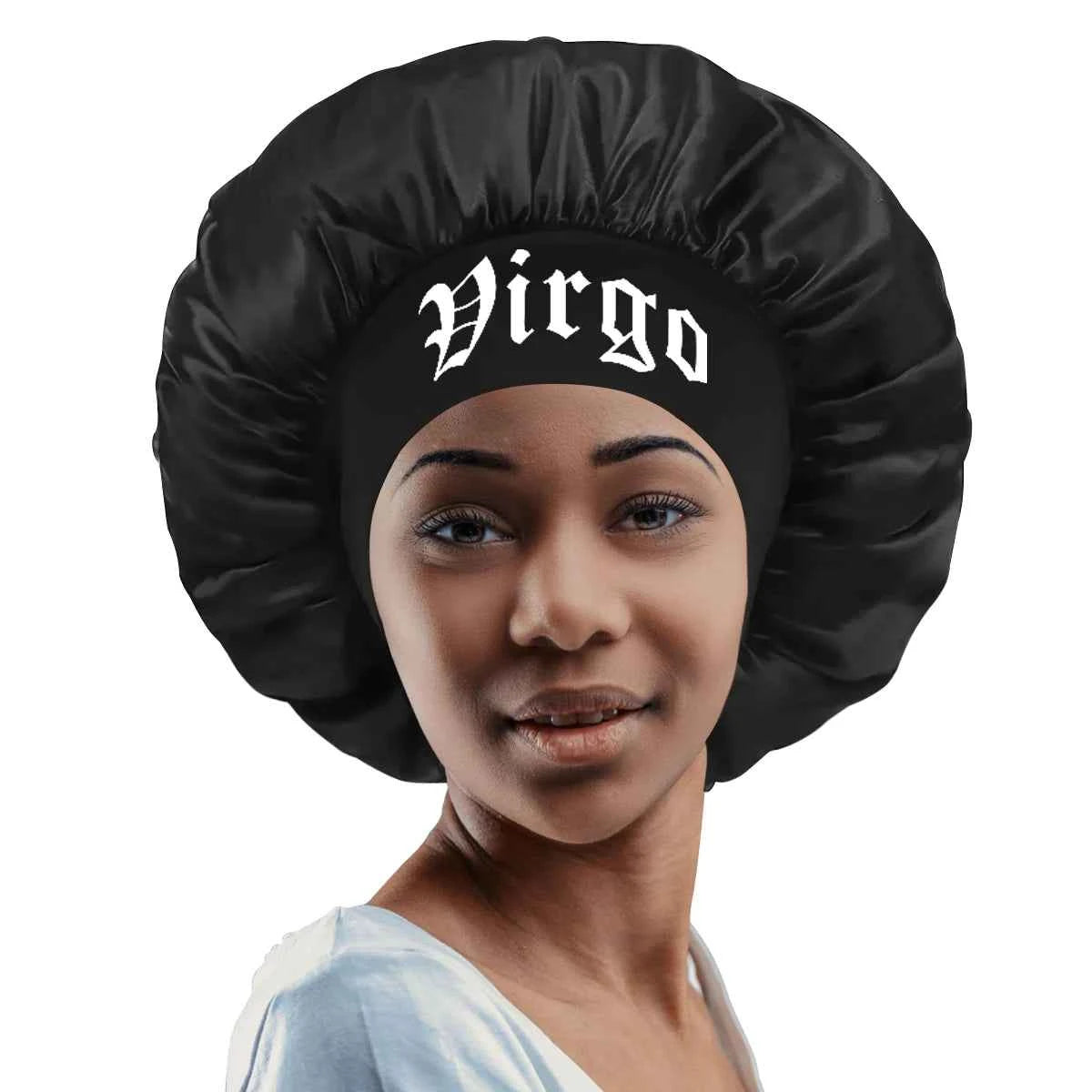 1pc Satin Sleeping Cap with Wide-Brim for Women Soft Hair Silky Bonnet with 12 Zodiac Prints Perfect for Daily Use
