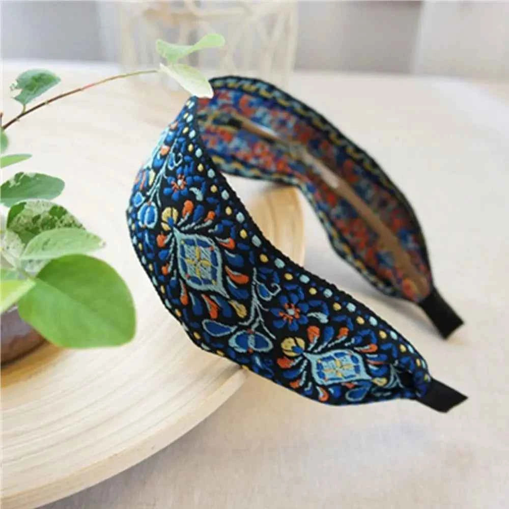 Women Wide Turban Hair Accessories Headwear Embroidered Ribbon Hair Hoop Hairbands Headbands Head Wraps