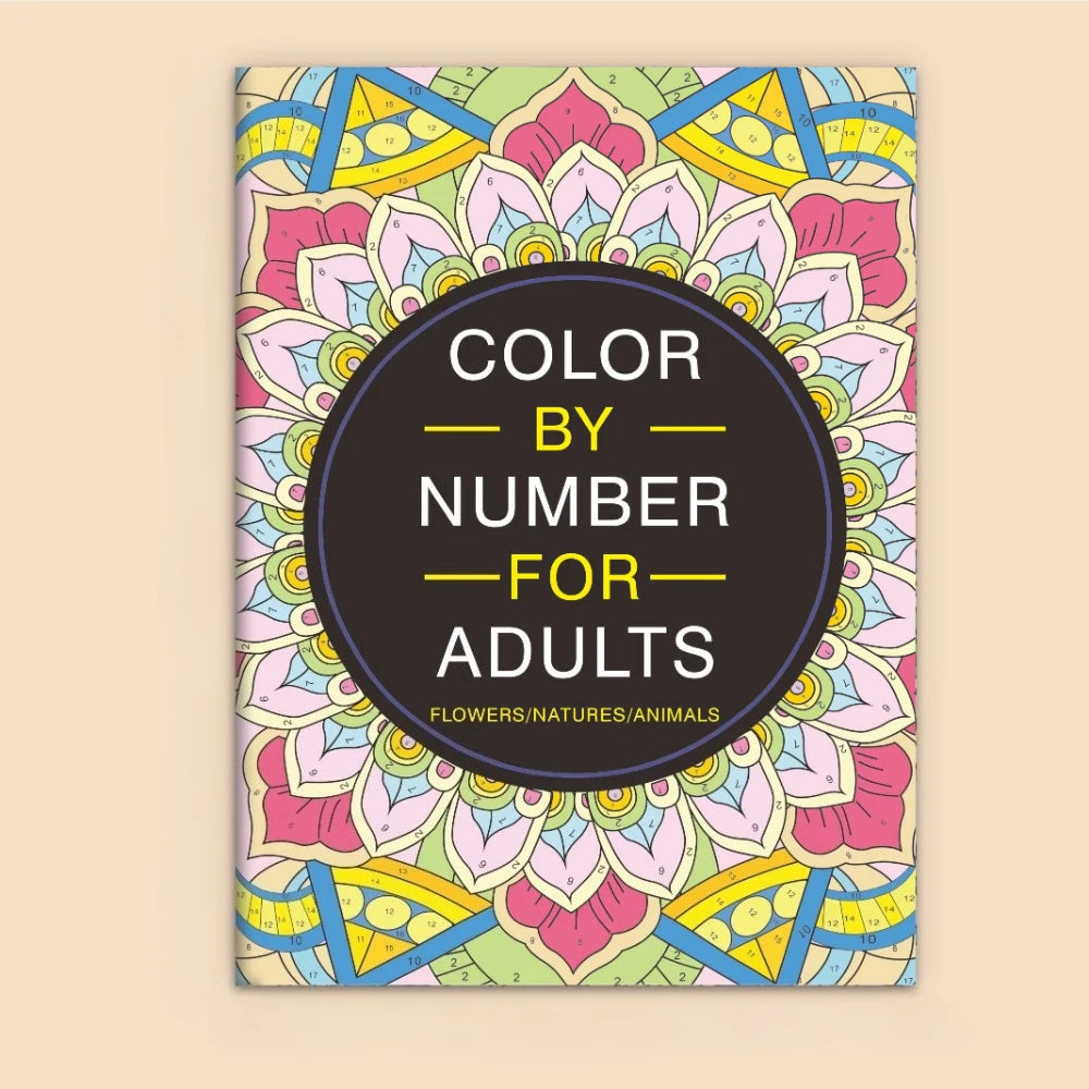32-Page Color by Number Book for Adults – Mandala, Flower & Nature Coloring