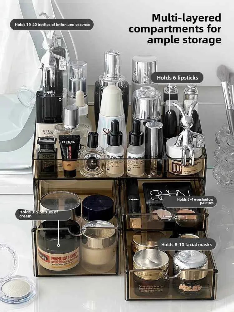 Acrylic Cosmetic Storage Box Desktop Skincare Product Organizer Transparent Lipsti Case Creative Home Organization Solution