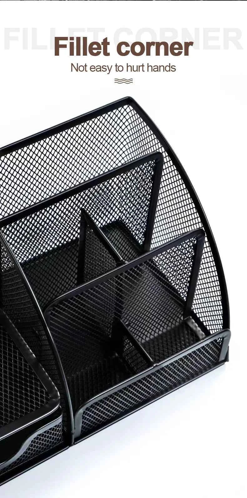 1PC Pen Holder Large Capacity Metal Desktop Storage Box for Office and School Supplies