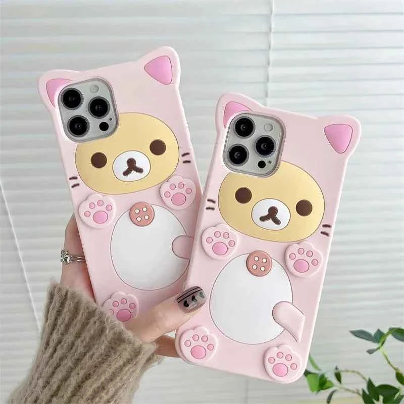 Cute Cute Bear Kitty Cat Paw Phone Case For iPhone 16 15 Pro Max 14 13 12 11 X Xs XR 7 8 Plus 6s 5s SE Soft Silicone Cover
