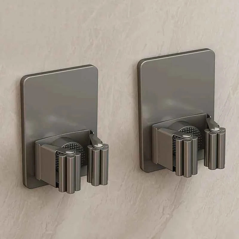 304 Stainless Steel Mop Holder Wall Mounted Adhesive Multi-Purpose Hooks Household Storage Organizer Rack Broom Hanger Stick