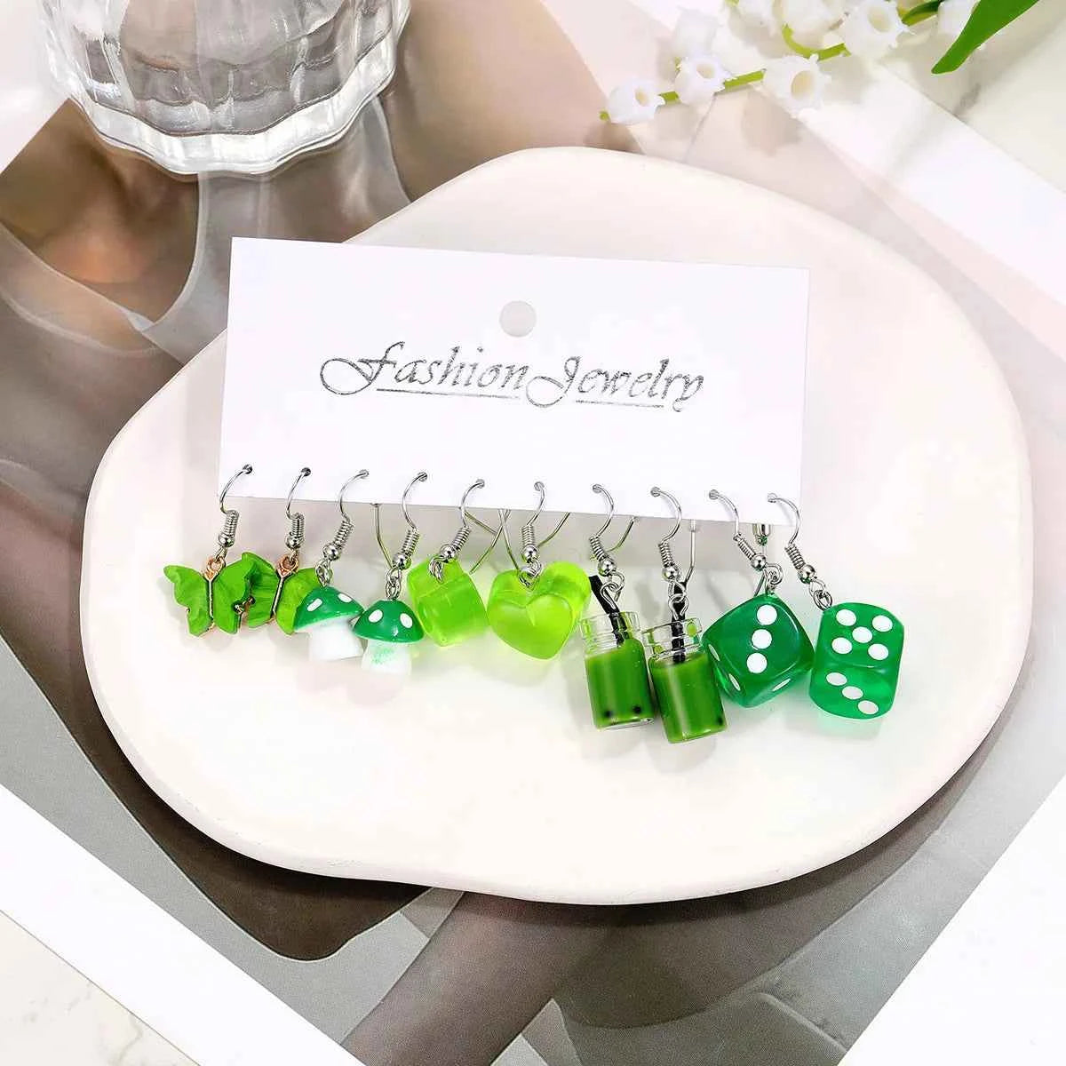 New Sweet Cartoon Dopamine Earrings Set For Women Colorful Cute Duck Butterfly Star Pig Drop Earring Party Earrings Jewelry Gift