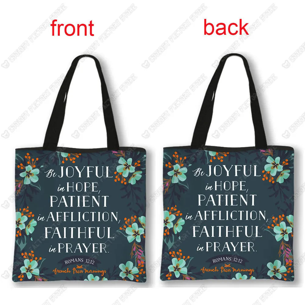 Christian Bible Verse Print Handbag God He Will Sustain You Lady Shopping Fashion Shoulder Bag Girl Travel Tote Bag Gift