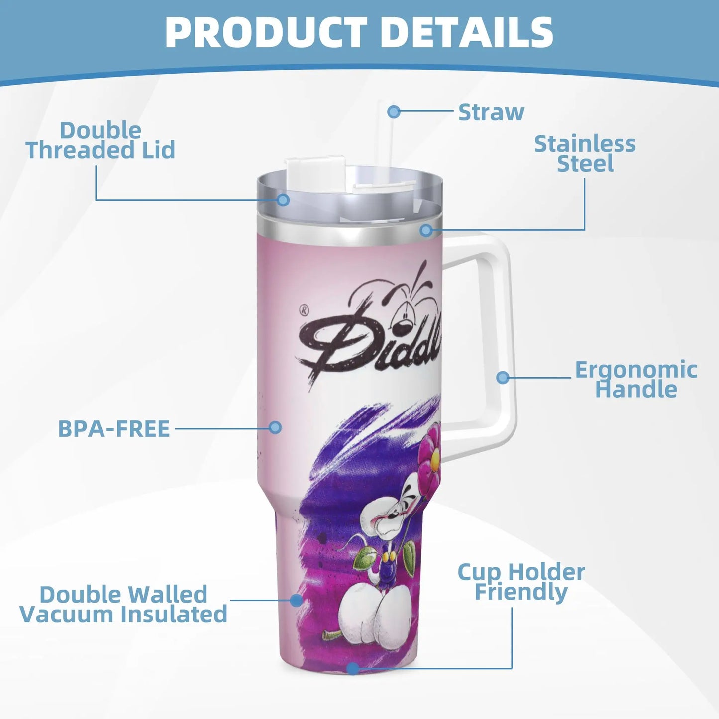 Diddl Stainless Steel Tumbler – Leakproof Insulated Hot & Cold Travel Cup