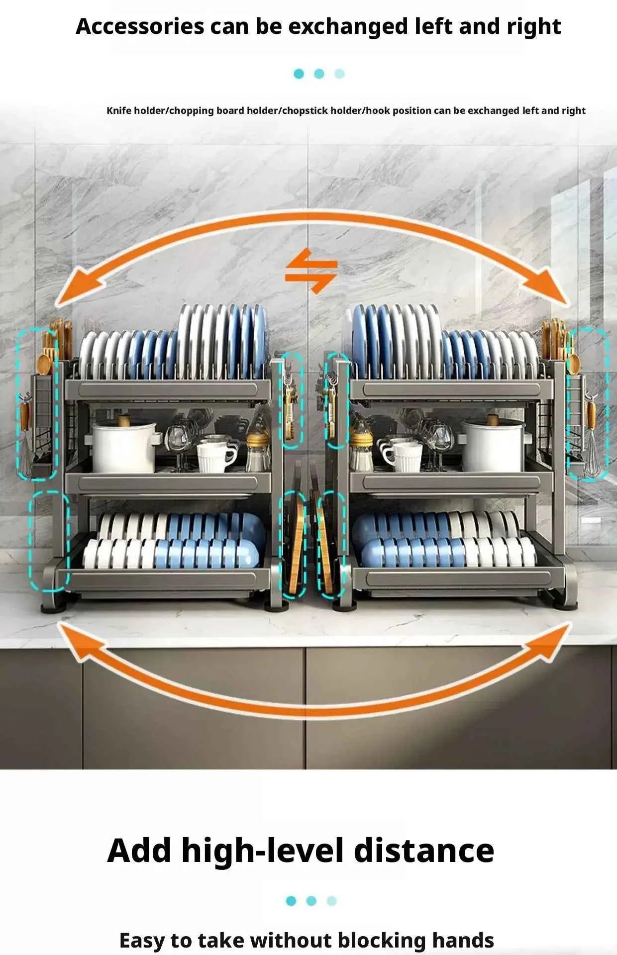 Kitchen Dish Bowl Drainer Storage Rack Countertop Dinnerware Organizer Drain Basket Household Dish Drying Rack Stand Shelf